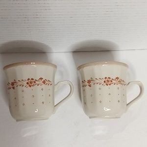 Vintage Set of Two Sango Renaissance 291 Arcadia Brown Cup Mugs.